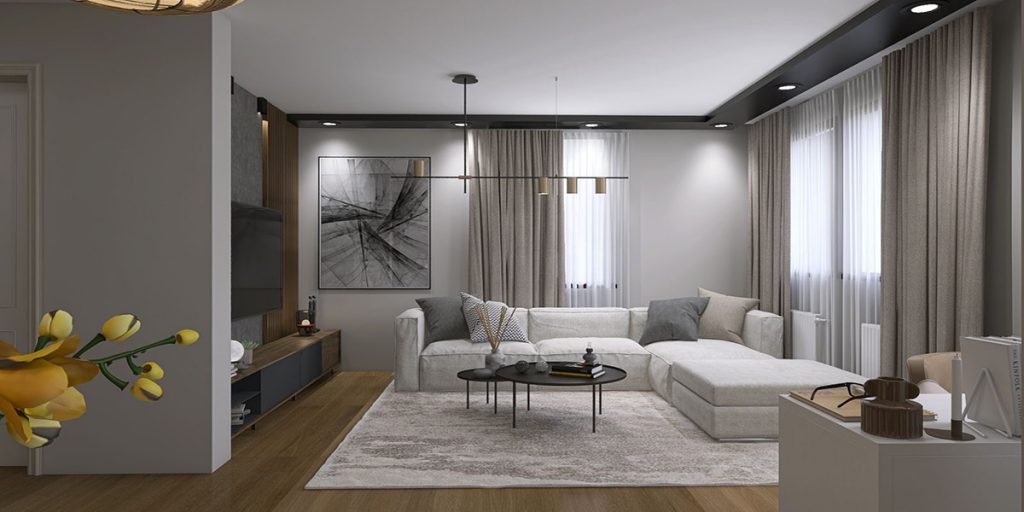 Dnevna soba po meri z modernim pohištvom